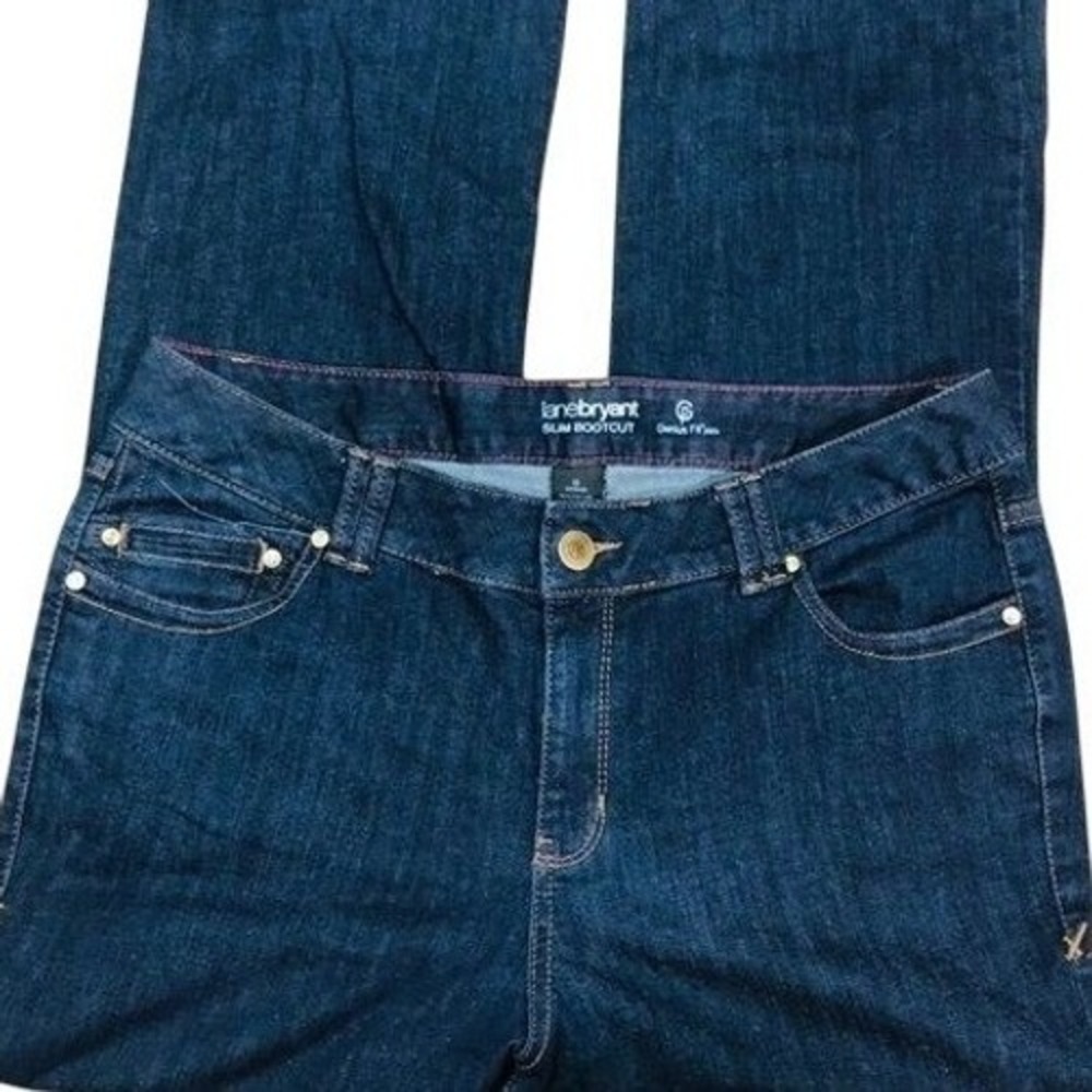 Lane Bryant Genius Fit Slim Bootcut Jeans Dark Wash Blue Womens Size 16 Average